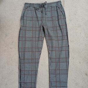 Anthropologie Black and White Plaid Trousers